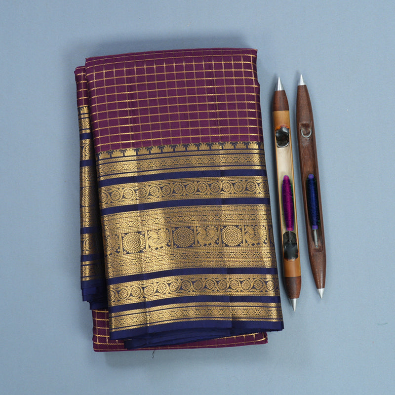 Hayagrivas Handloom Nagapazham Kanjivaram Silk Saree with Ink Blue Border KBF749H6-26