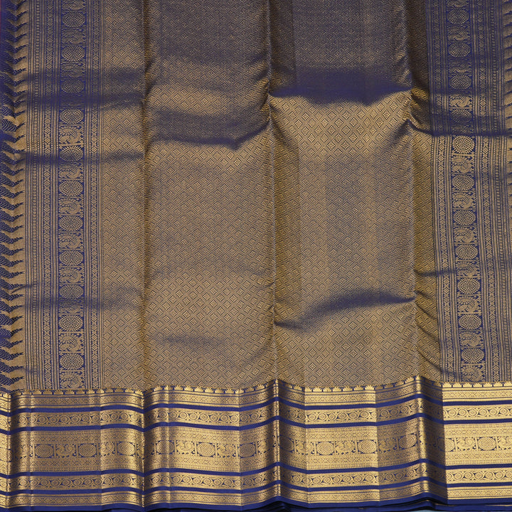 Hayagrivas Handloom Nagapazham Kanjivaram Silk Saree with Ink Blue Border KBF749H6-26