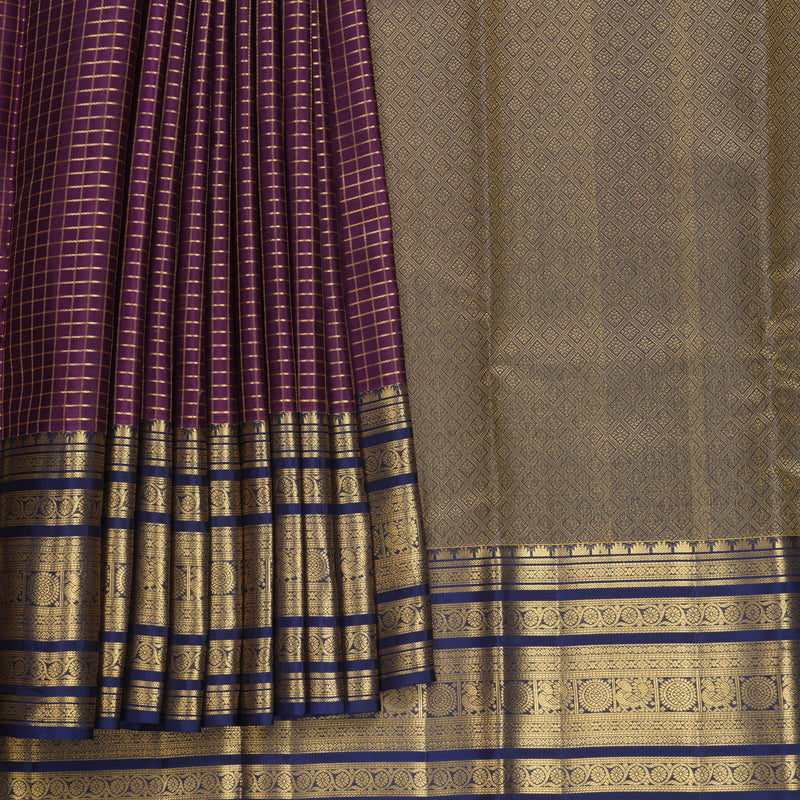 Hayagrivas Handloom Nagapazham Kanjivaram Silk Saree with Ink Blue Border KBF749H6-26