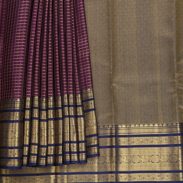 Hayagrivas Handloom Nagapazham Kanjivaram Silk Saree with Ink Blue Border KBF749H6-26