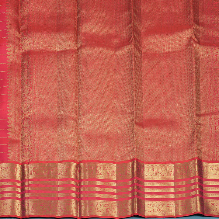 Hayagrivas Handloom Reddish-Pink Kanjivaram Silk Saree KBF749H6-3