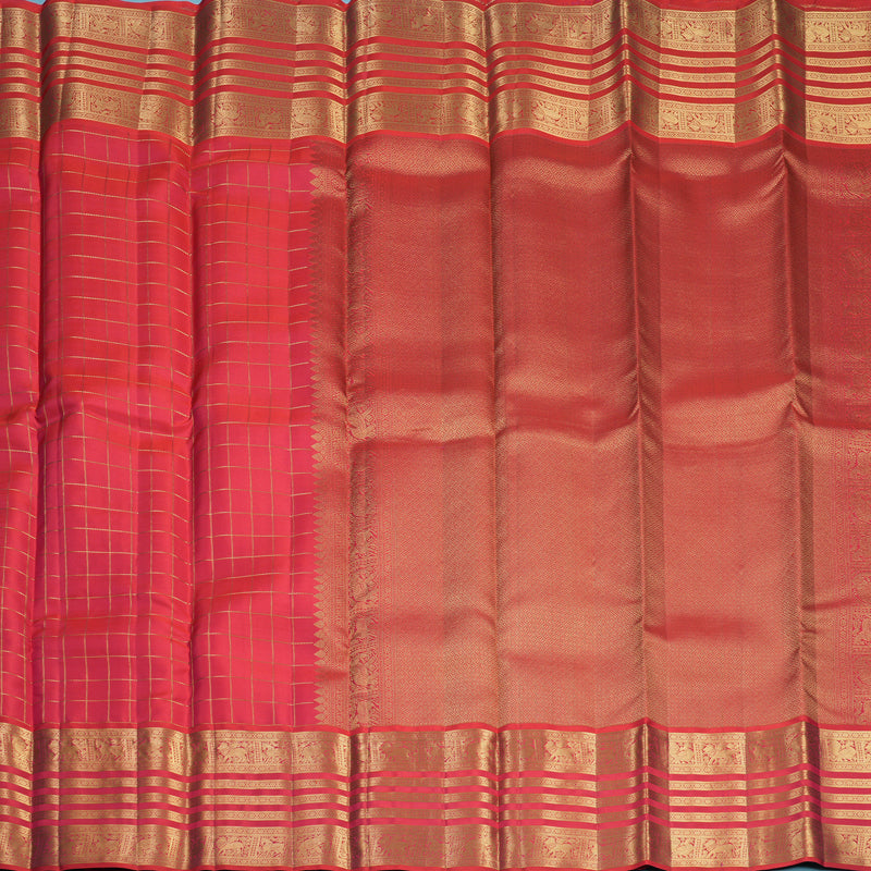 Hayagrivas Handloom Reddish-Pink Kanjivaram Silk Saree KBF749H6-3