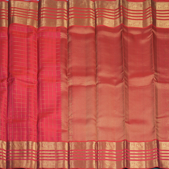 Hayagrivas Handloom Reddish-Pink Kanjivaram Silk Saree KBF749H6-3