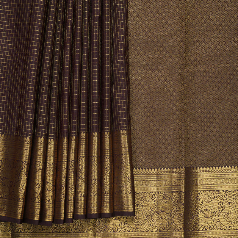 Hayagrivas Handloom Deep Plum Purple Kanjivaram Silk Saree KBF749H6-30