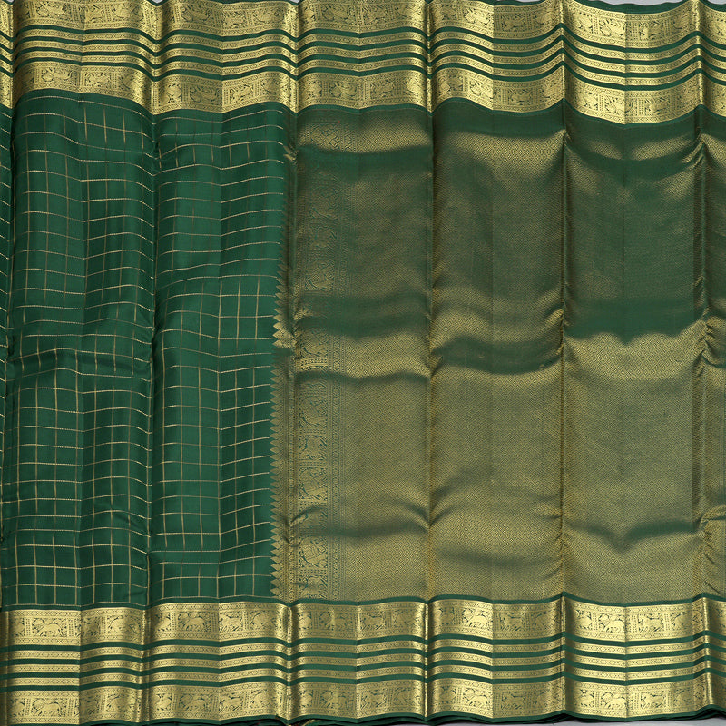 Hayagrivas Handloom Bottle Green Kanjivaram Silk Saree KBF749H6-32