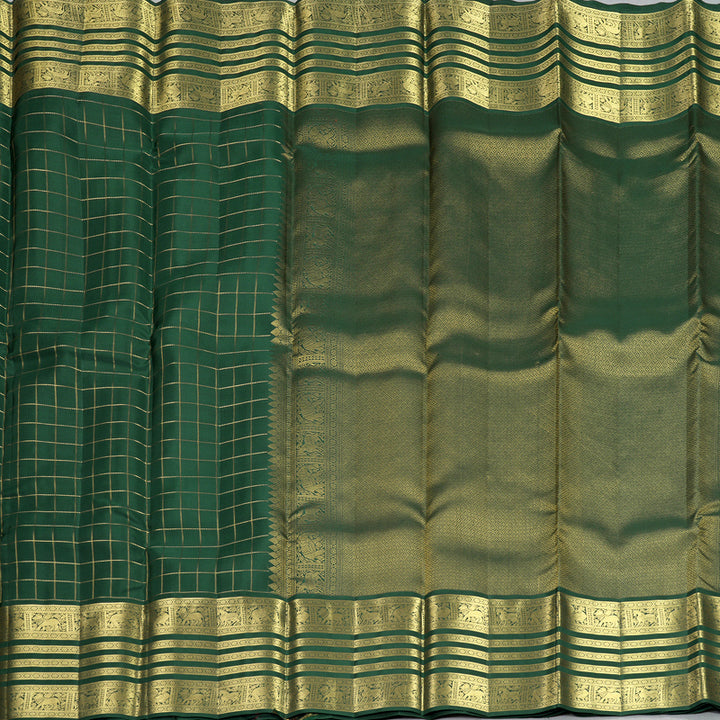 Hayagrivas Handloom Bottle Green Kanjivaram Silk Saree KBF749H6-32