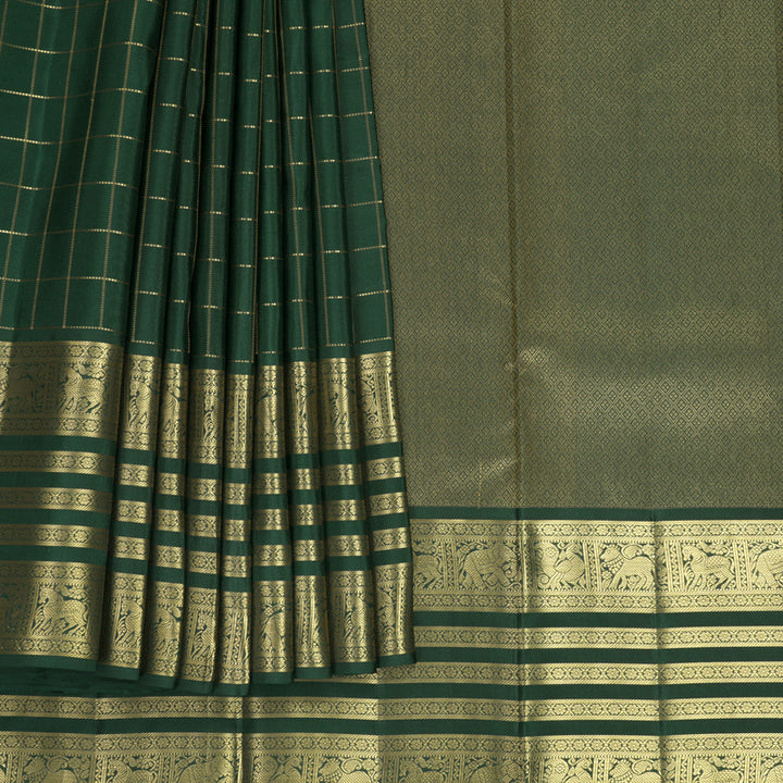 Hayagrivas Handloom Bottle Green Kanjivaram Silk Saree KBF749H6-32