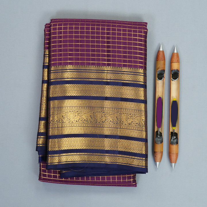 Hayagrivas Handloom Nagapazham Kanjivaram Silk Saree with Navy Blue Border KBF749H6-36