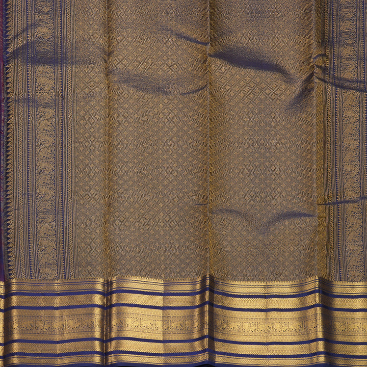 Hayagrivas Handloom Nagapazham Kanjivaram Silk Saree with Navy Blue Border KBF749H6-36