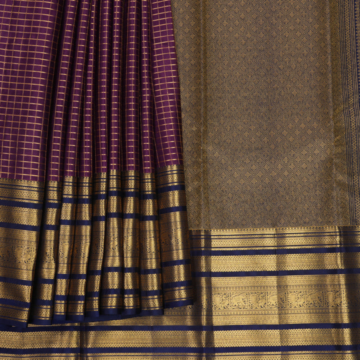 Hayagrivas Handloom Nagapazham Kanjivaram Silk Saree with Navy Blue Border KBF749H6-36