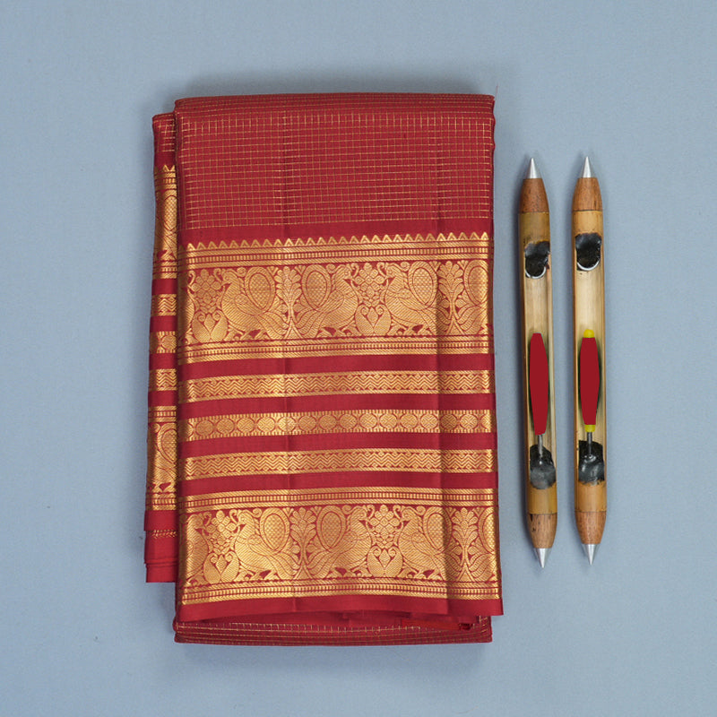 Hayagrivas Handloom Red Kanjivaram Silk Saree KBF749H6-37