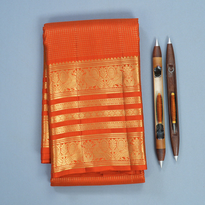 Hayagrivas Handloom Orange Kanjivaram Silk Saree KBF749H6-5