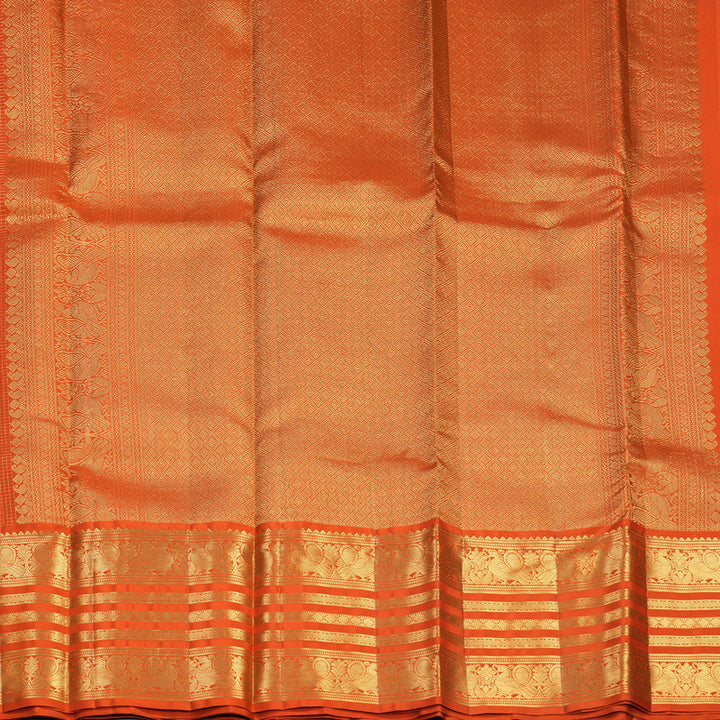 Hayagrivas Handloom Orange Kanjivaram Silk Saree KBF749H6-5