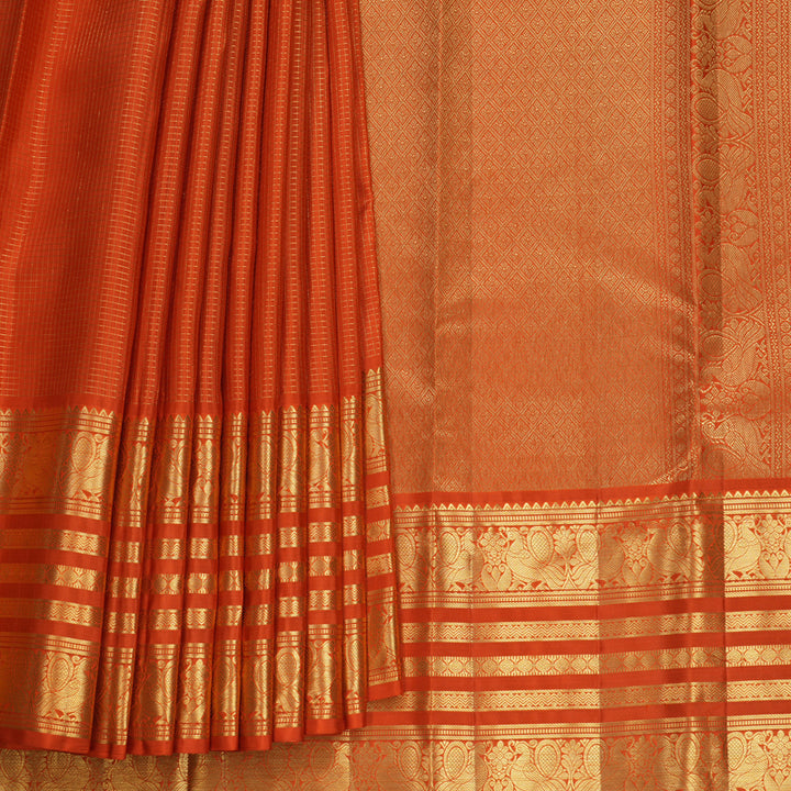 Hayagrivas Handloom Orange Kanjivaram Silk Saree KBF749H6-5