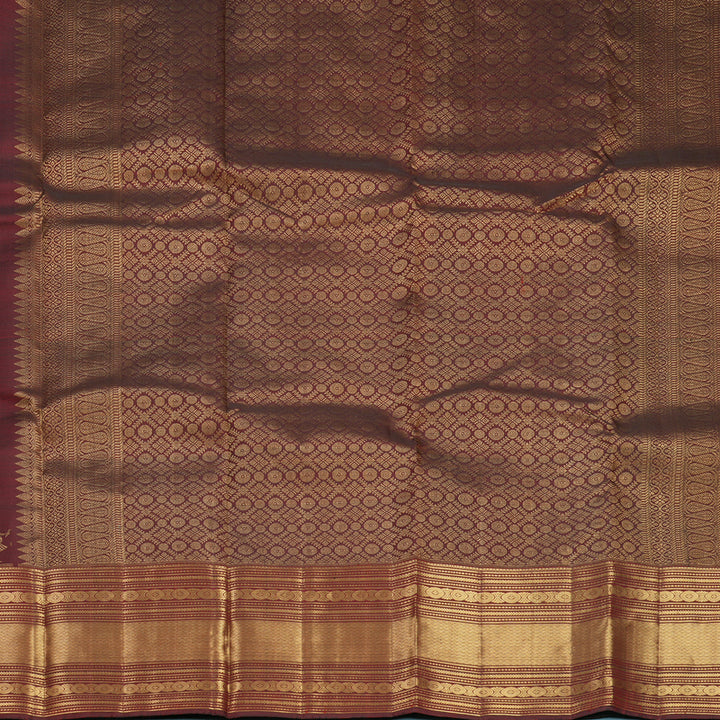 Hayagrivas Handloom Dark Maroon Kanjivaram Silk Saree KBF750H1-2