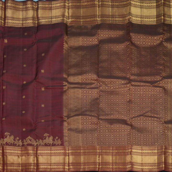 Hayagrivas Handloom Dark Maroon Kanjivaram Silk Saree KBF750H1-2