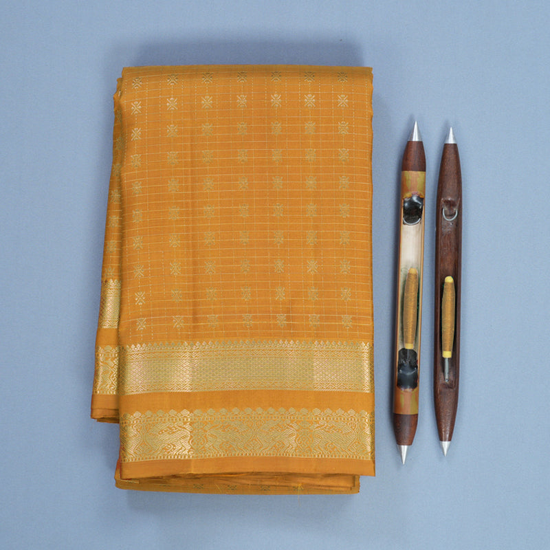 Hayagrivas Handloom Mustard Yellow Kanjivaram Silk Saree KBF750H10-1