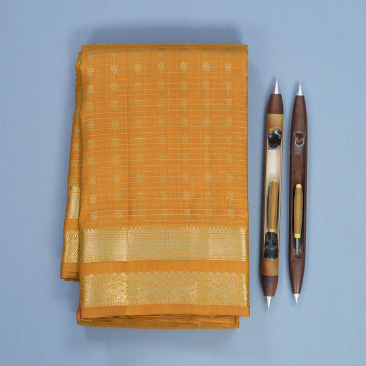 Hayagrivas Handloom Mustard Yellow Kanjivaram Silk Saree KBF750H10-1