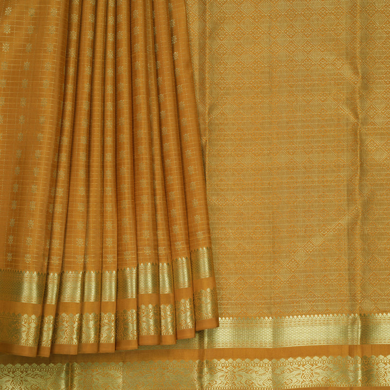 Hayagrivas Handloom Mustard Yellow Kanjivaram Silk Saree KBF750H10-1