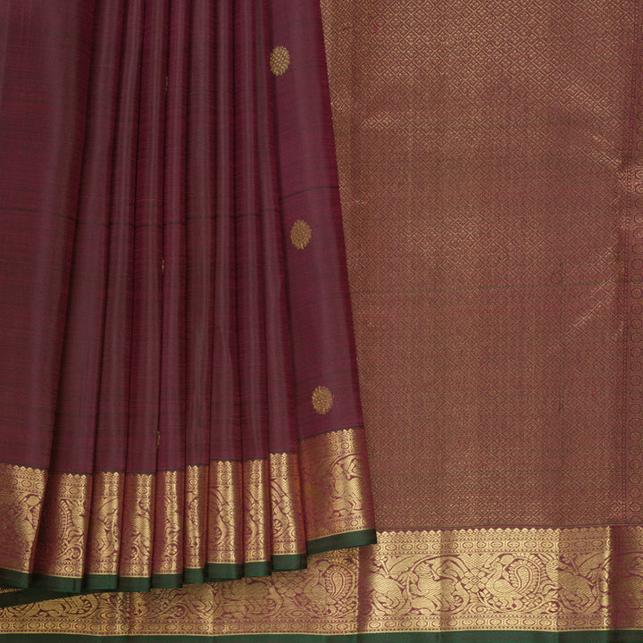 Hayagrivas Handloom Burgundy Kanjivaram Silk Saree KBF750H2-1