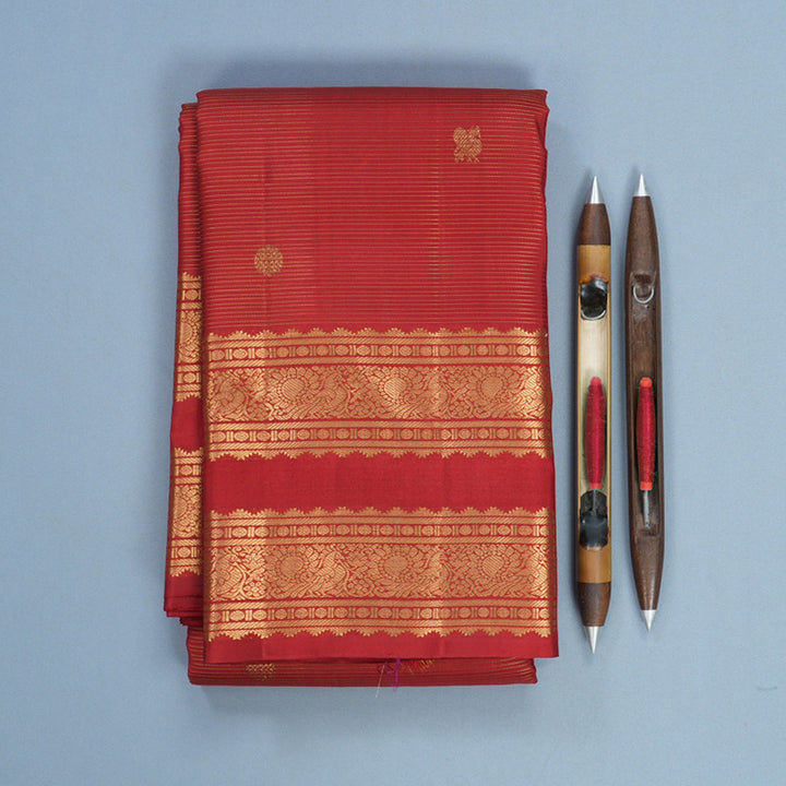 Hayagrivas Handloom Red Kanjivaram Silk Saree KBF750H7-1