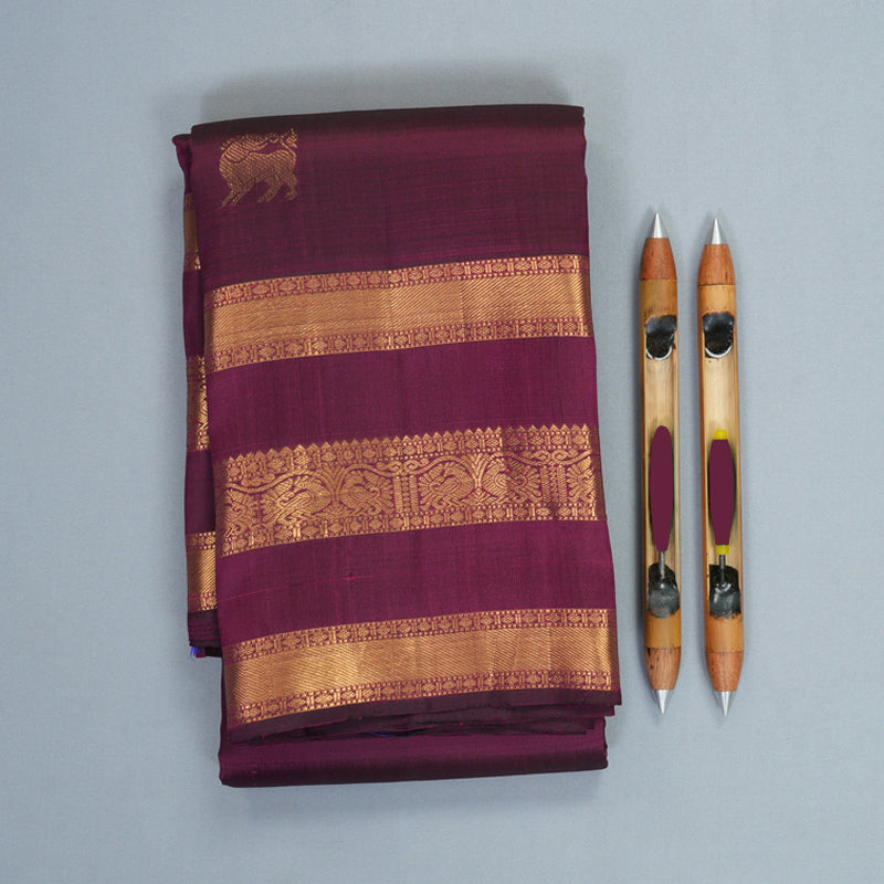 Hayagrivas Handloom Wine Purple Kanjivaram Silk Saree KBF750H8-2