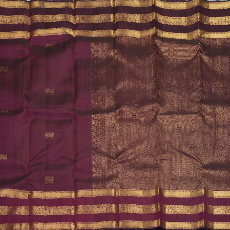 Hayagrivas Handloom Wine Purple Kanjivaram Silk Saree KBF750H8-2