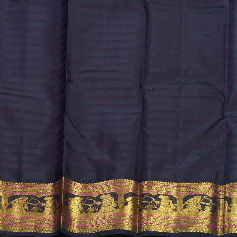 Hayagrivas Handloom Mustard Yellow Kanjivaram Silk Saree with Deep Jamun Border KBF751H1-1