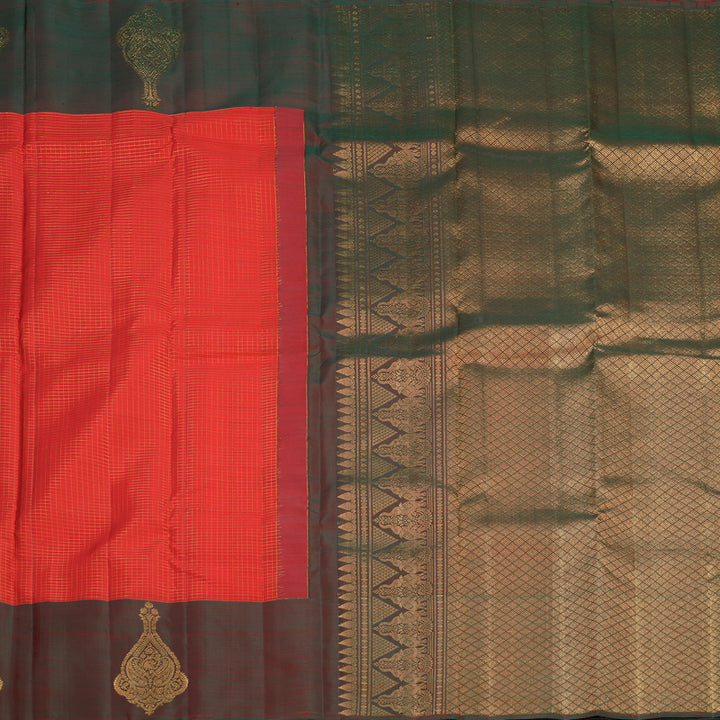 Hayagrivas Handloom Red Kanjivaram Silk Saree with Manthalir Border KBF752H10-1