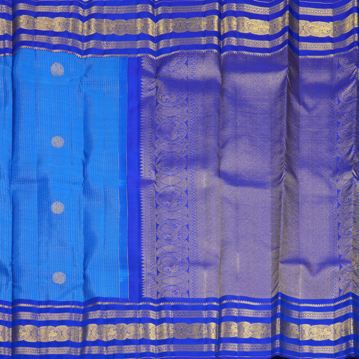Hayagrivas Handloom Celestial Blue Kanjivaram Silk Saree with MS Blue Border KBF752H10-3