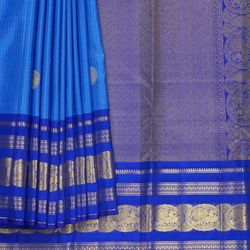 Hayagrivas Handloom Celestial Blue Kanjivaram Silk Saree with MS Blue Border KBF752H10-3