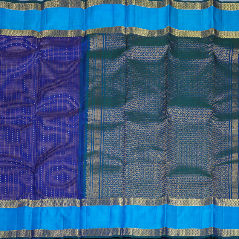 Hayagrivas Handloom Ink Blue Kanjivaram Silk Saree with Sky Blue Border KBF752H11-4