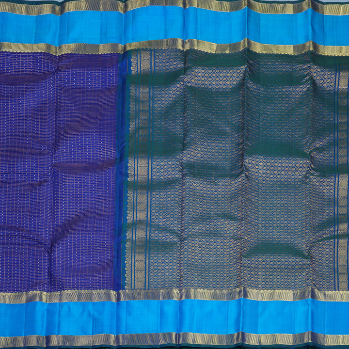 Hayagrivas Handloom Ink Blue Kanjivaram Silk Saree with Sky Blue Border KBF752H11-4