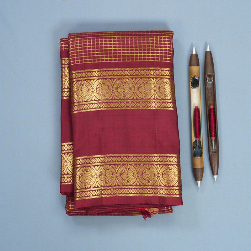 Hayagrivas Handloom Maroon Kanjivaram Silk Saree KBF752H12-1
