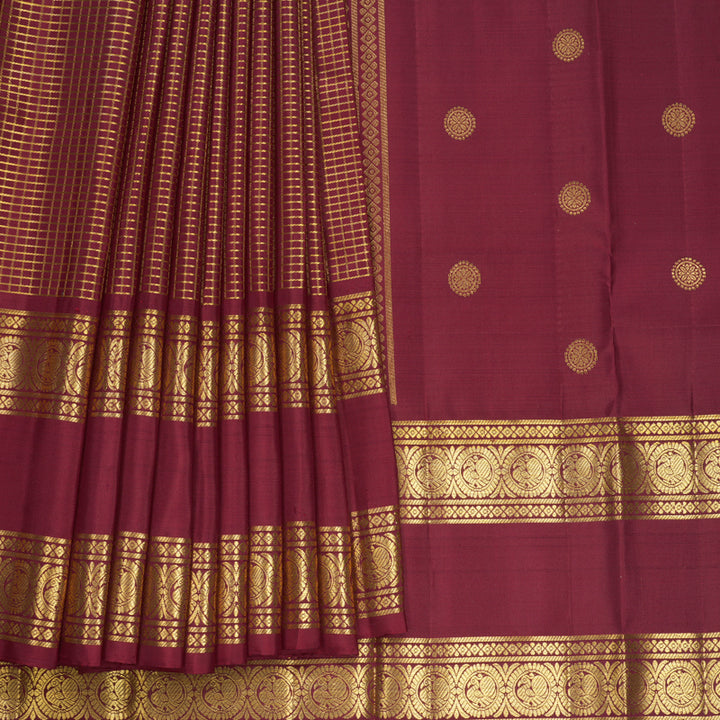 Hayagrivas Handloom Maroon Kanjivaram Silk Saree KBF752H12-1