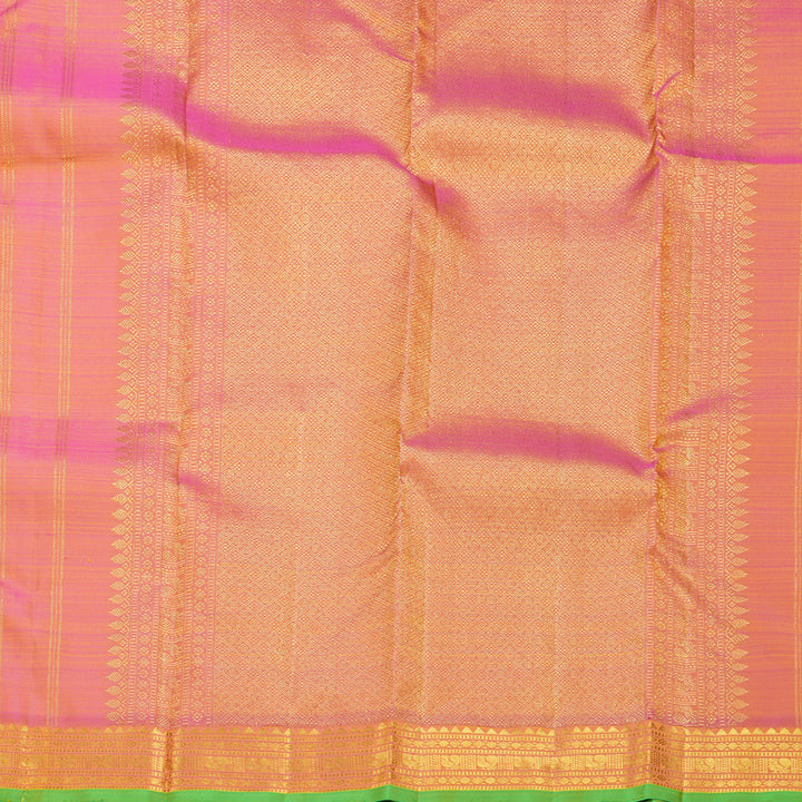 Hayagrivas Handloom Yellow Kanjivaram Silk Saree with Pink Border KBF752H3-3