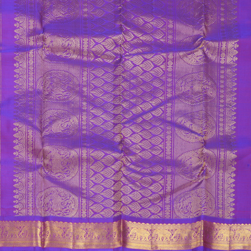 Hayagrivas Handloom Rani Pink Kanjivaram Silk Saree with Purple Border KBF752H5-1