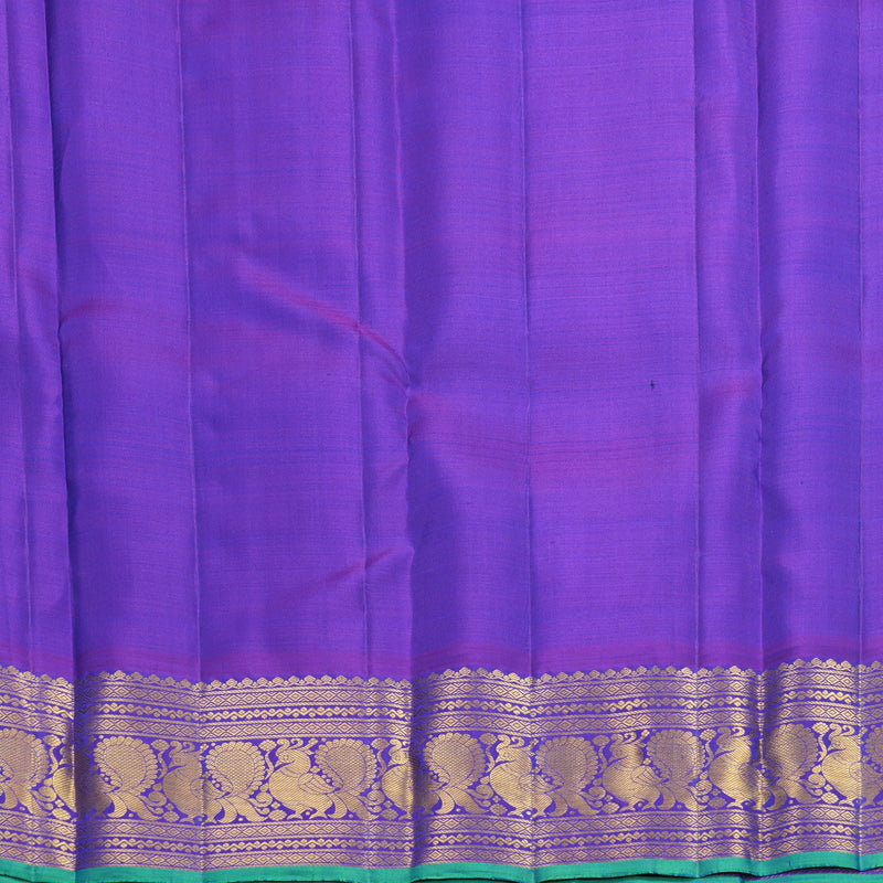 Hayagrivas Handloom Peacock Blue Kanjivaram Silk Saree with Purple Border KBF752H5-13