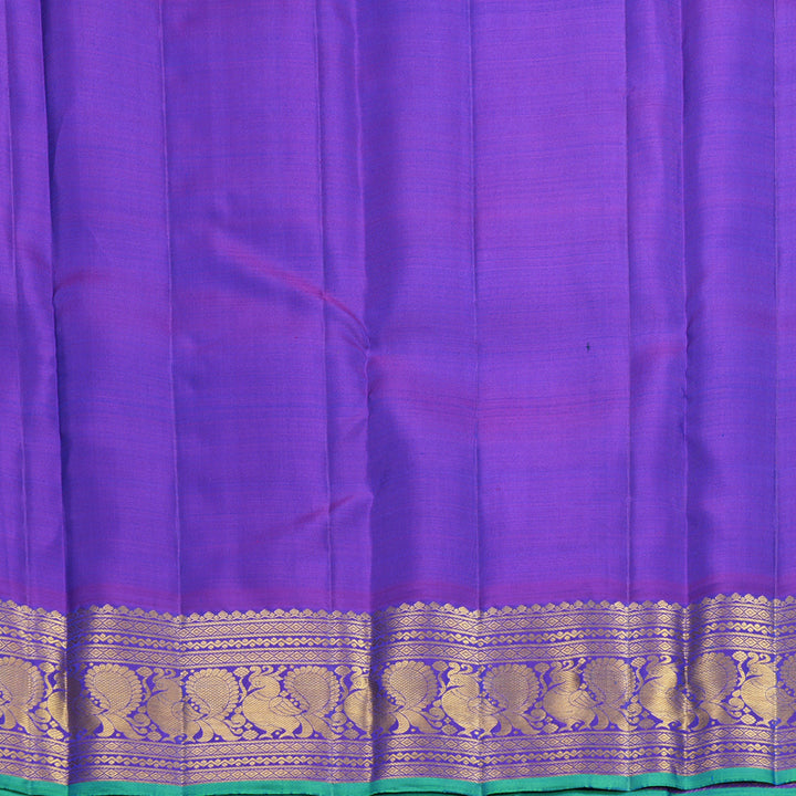 Hayagrivas Handloom Peacock Blue Kanjivaram Silk Saree with Purple Border KBF752H5-13