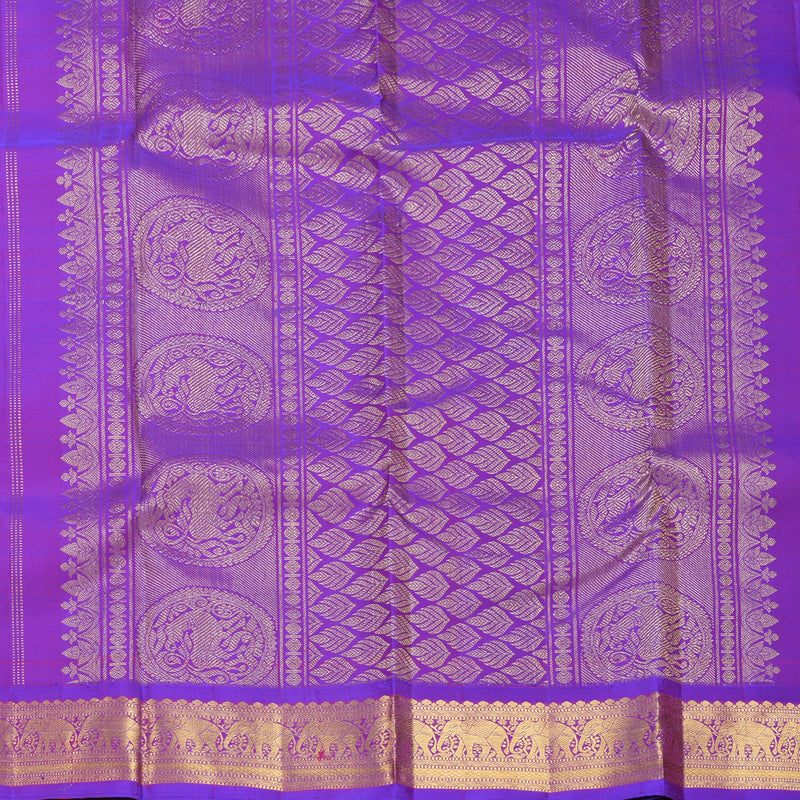Hayagrivas Handloom Rani Pink Kanjivaram Silk Saree with Purple Border KBF752H5-2