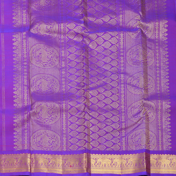 Hayagrivas Handloom Rani Pink Kanjivaram Silk Saree with Purple Border KBF752H5-2