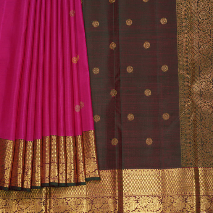 Hayagrivas Handloom Pink Kanjivaram Silk Saree with Manthalir Border KBF752H5-3