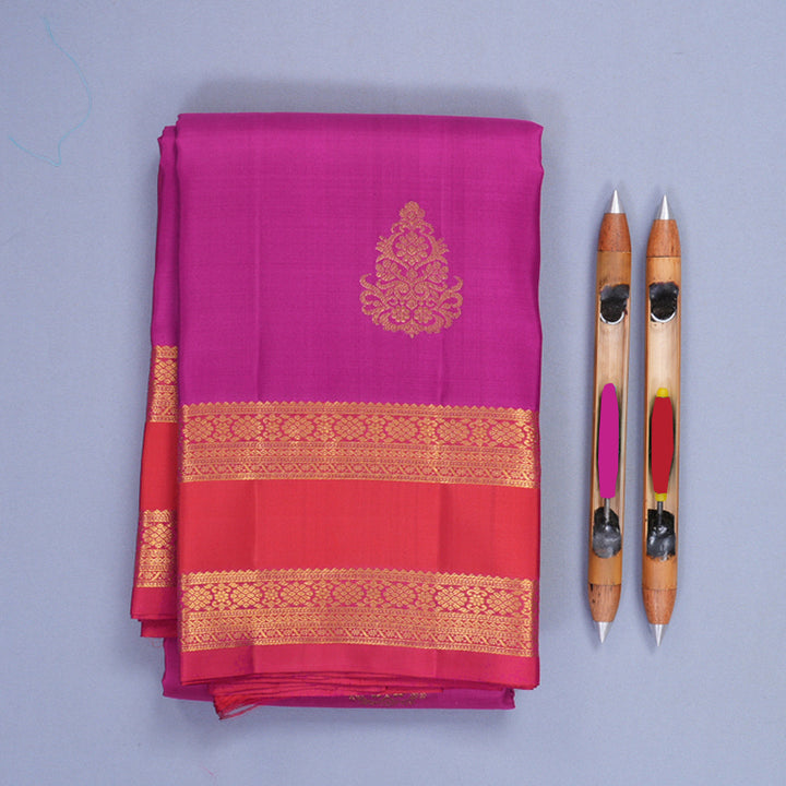 Hayagrivas Handloom Vadamalli Purple Kanjivaram Silk Saree with Pink Border KBF752H6-1