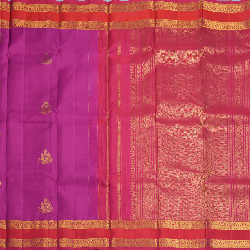Hayagrivas Handloom Vadamalli Purple Kanjivaram Silk Saree with Pink Border KBF752H6-1