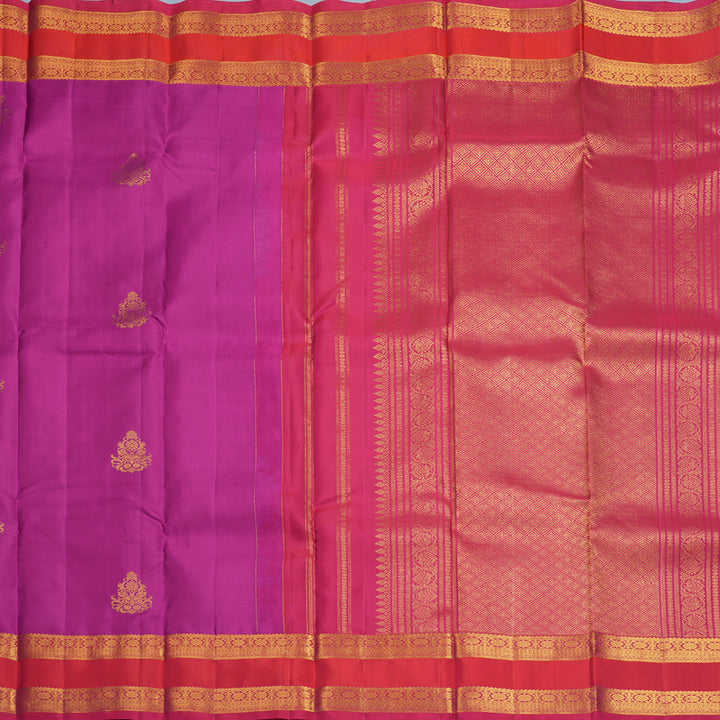 Hayagrivas Handloom Vadamalli Purple Kanjivaram Silk Saree with Pink Border KBF752H6-1