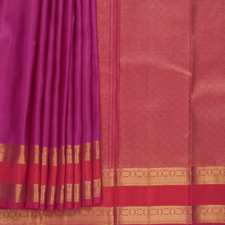 Hayagrivas Handloom Vadamalli Purple Kanjivaram Silk Saree with Pink Border KBF752H6-1