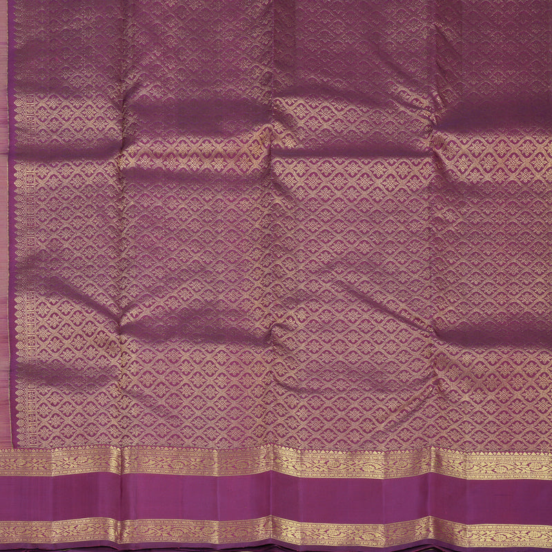 Hayagrivas Handloom Peach Orange Kanjivaram Silk Saree with Purple Border KBF752H6-2