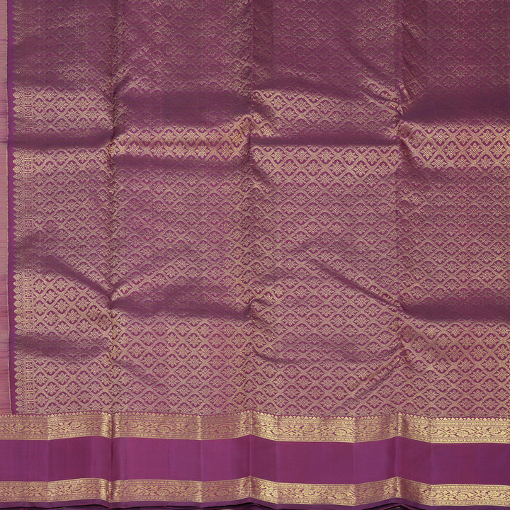 Hayagrivas Handloom Peach Orange Kanjivaram Silk Saree with Purple Border KBF752H6-2