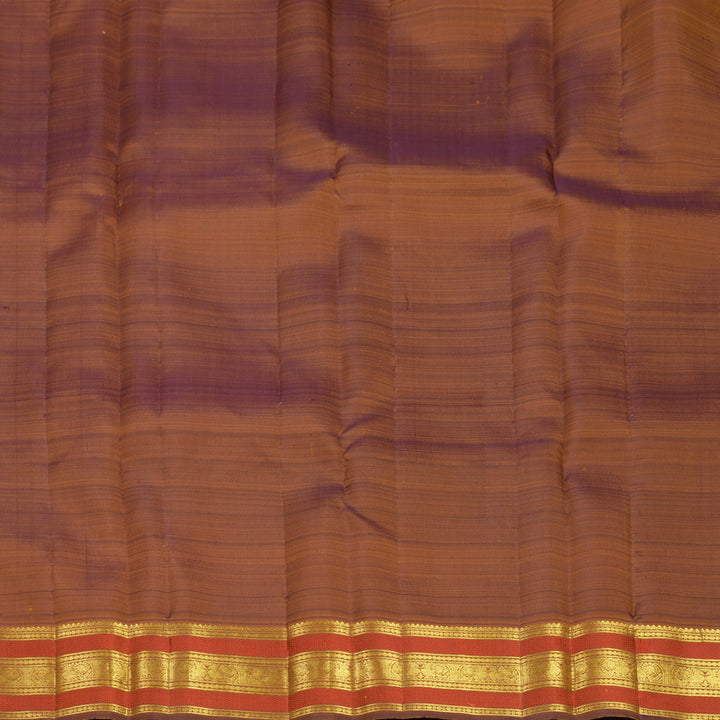 Hayagrivas Handloom Mustard Yellow Kanjivaram Silk Saree with Light Brown Border KBF752H6-9