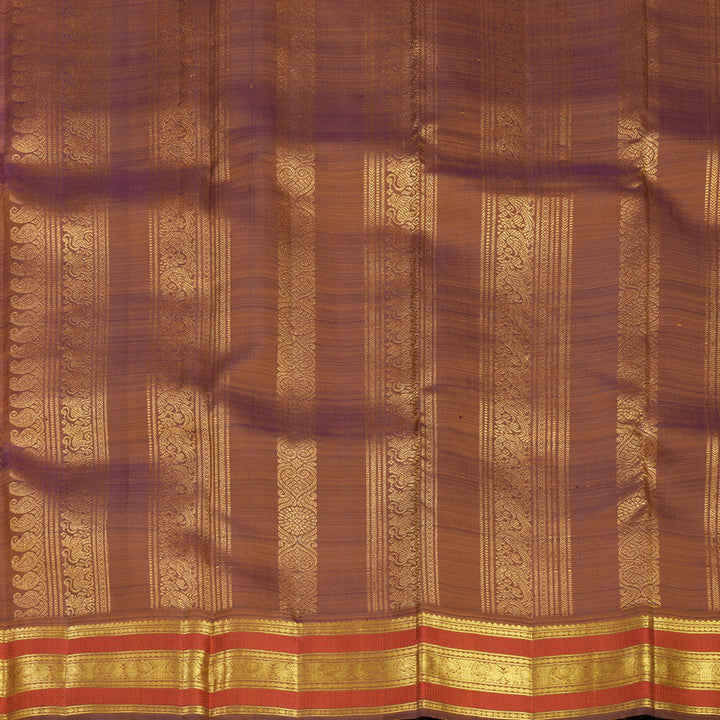 Hayagrivas Handloom Mustard Yellow Kanjivaram Silk Saree with Light Brown Border KBF752H6-9